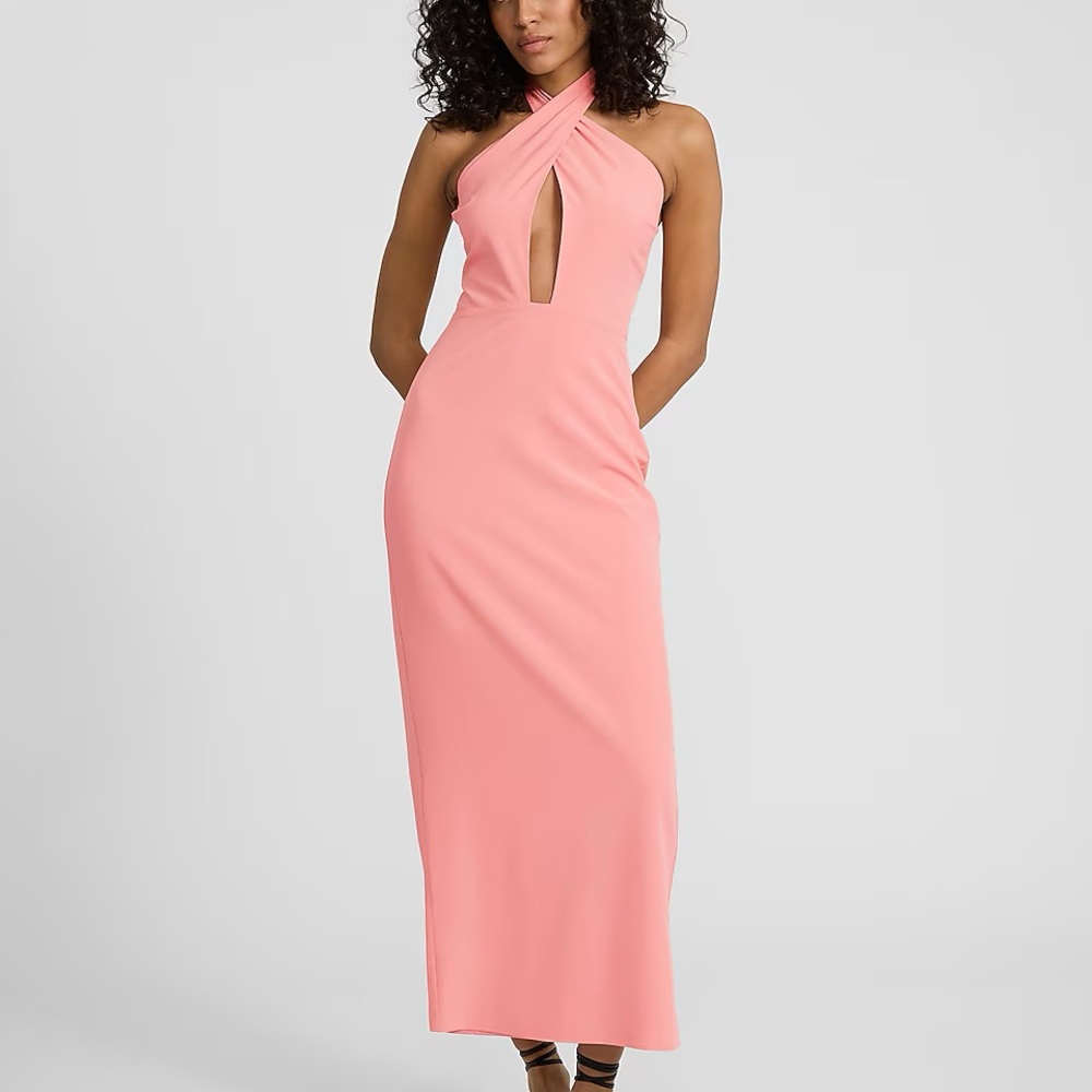 Tie Halter Sleeveless Cutout Maxi Dress NWT - Picture 6 of 7
